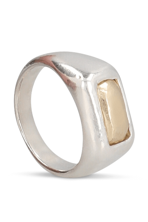 טבעת כסף סטרלינג 925 וזהב 18 קראט. M.COHEN