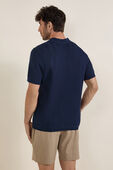 תמונת דוגמן אחורית של Cotton Blend  Ribbed Short-Sleeve Polo Shirt