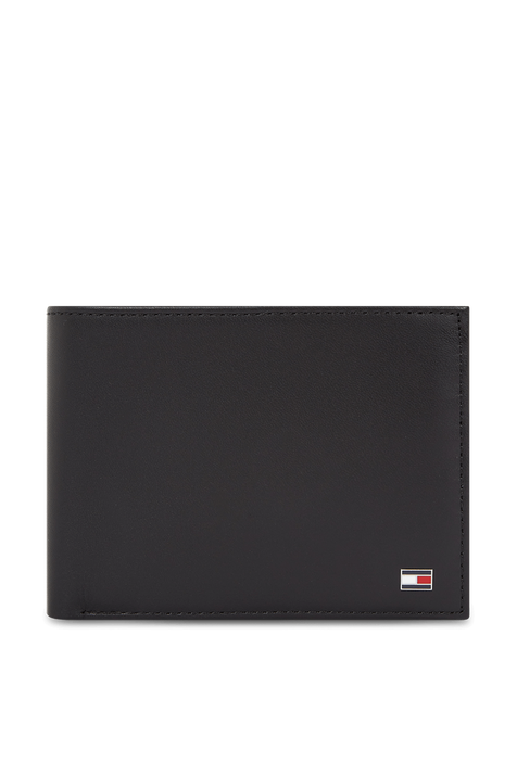 ארנק עור שחור עם לוגו וסרט ממותג TOMMY HILFIGER