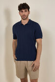 תמונת דוגמן קידמית של Cotton Blend  Ribbed Short-Sleeve Polo Shirt