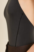תמונת תקריב דוגמן של Nulu One-Shoulder Spaghetti-Strap Bodysuit