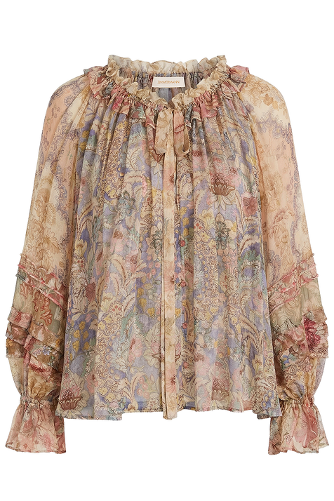 חולצת משי בהדפס פרחוני ZIMMERMANN