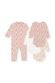 תמונה אחורית של מארז אוברול פיג'מה ושלושה בגדי גוף - גילאי 3-24 חודשים