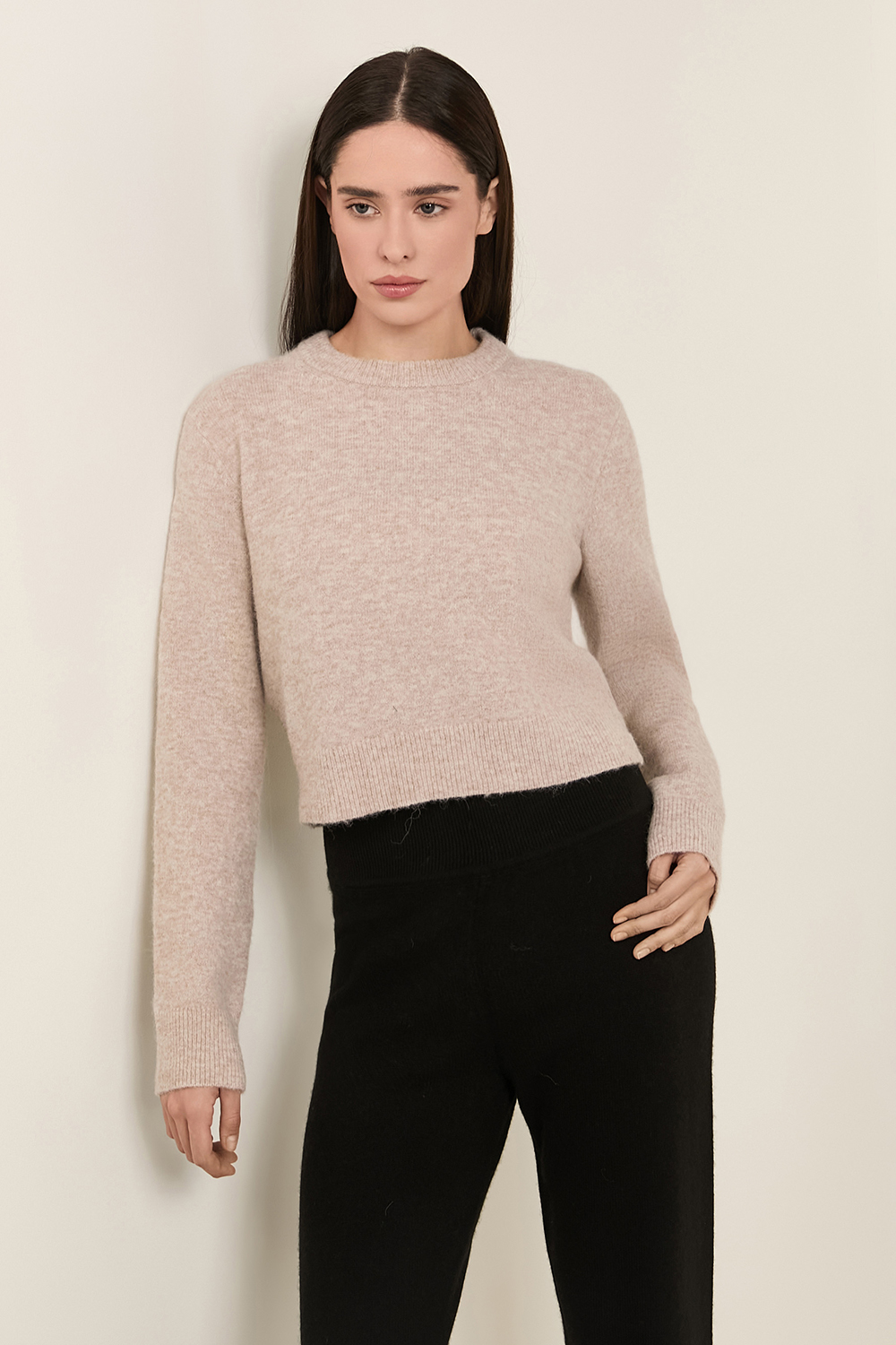 תמונת דוגמן קידמית של Alpaca Wool-Blend Cropped Sweater