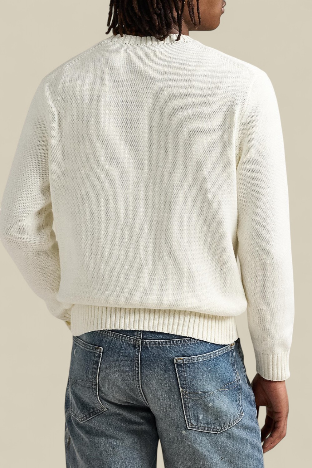 תמונת דוגמן אחורית של סריג כותנה דובי פולו