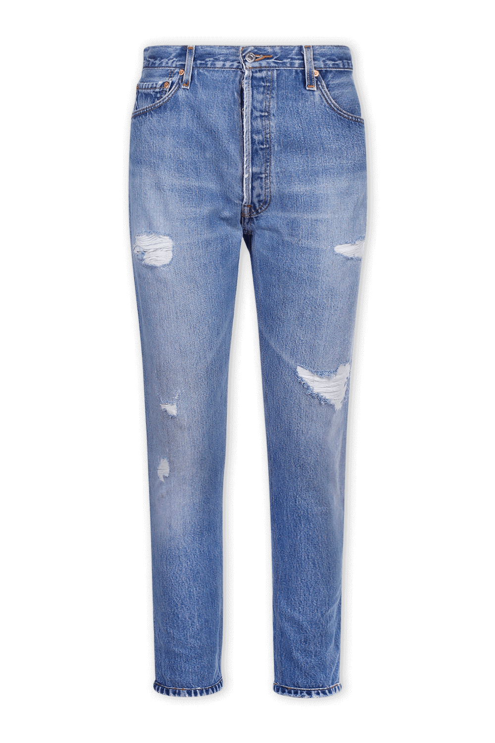 תמונה קידמית של מכנסי ג'ינס קרופ בגזרה ישרה