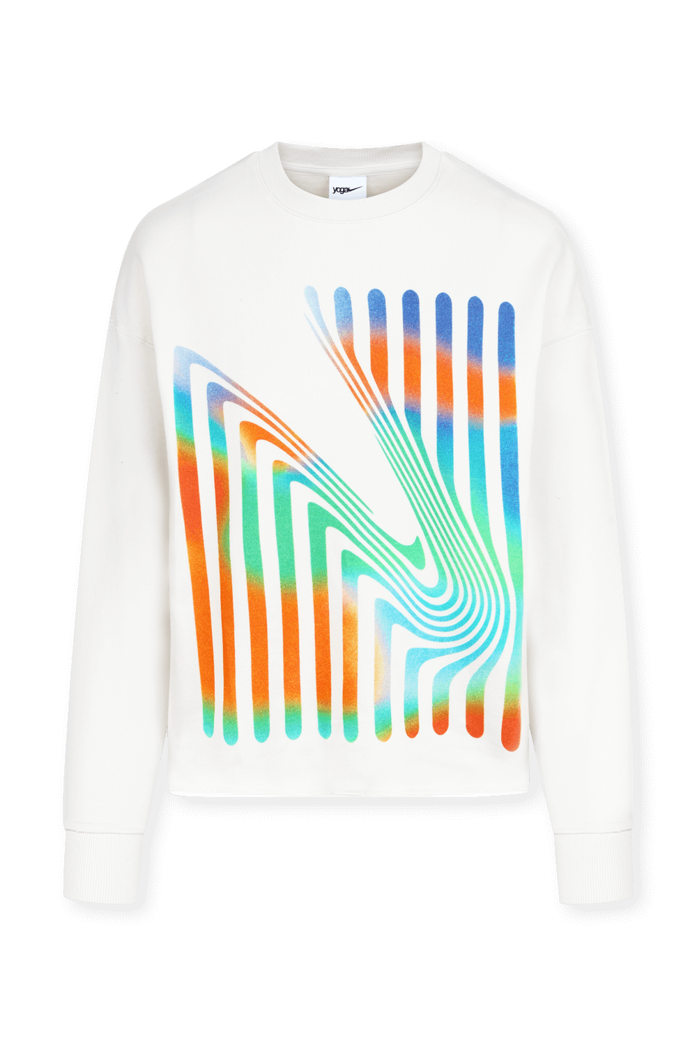 תמונה קידמית של חולצת יוגה ארוכה עם הדפס ססגוני