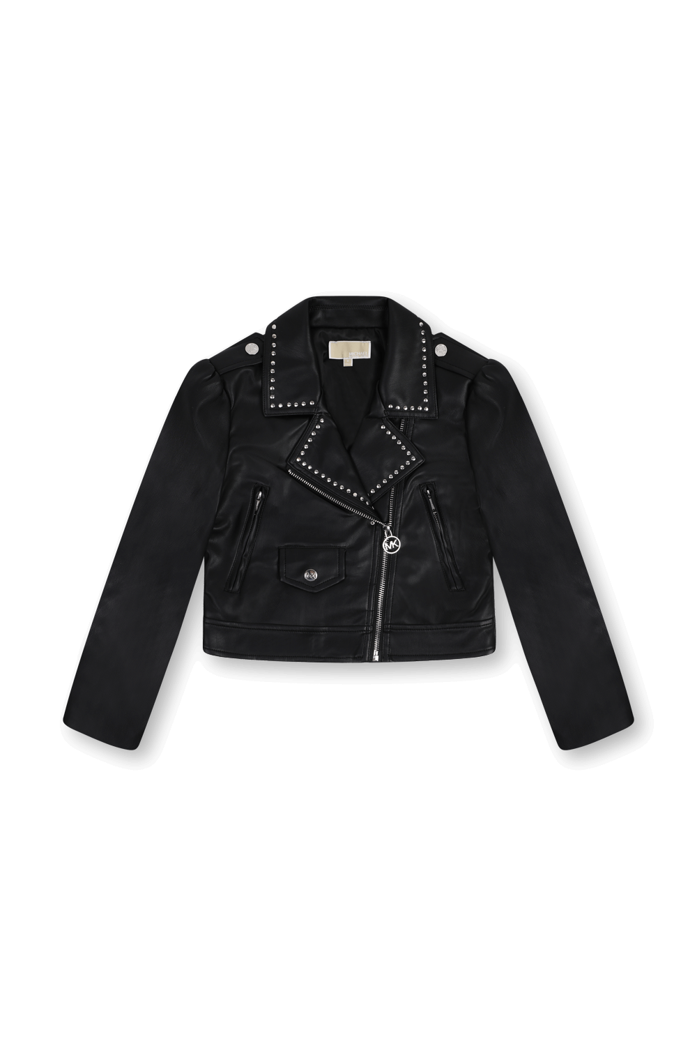 תמונה קידמית של גילאי 6-12 ז'קט דמוי עור מרוכסן