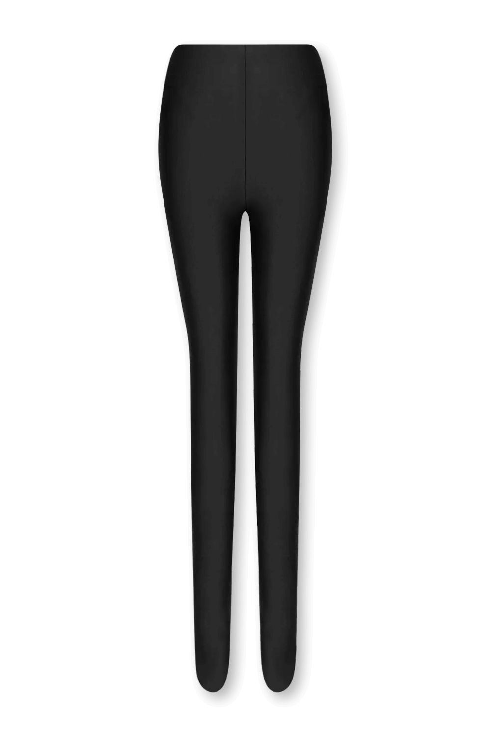 תמונה קידמית של מכנסי טייץ מבריקים עם רגליות