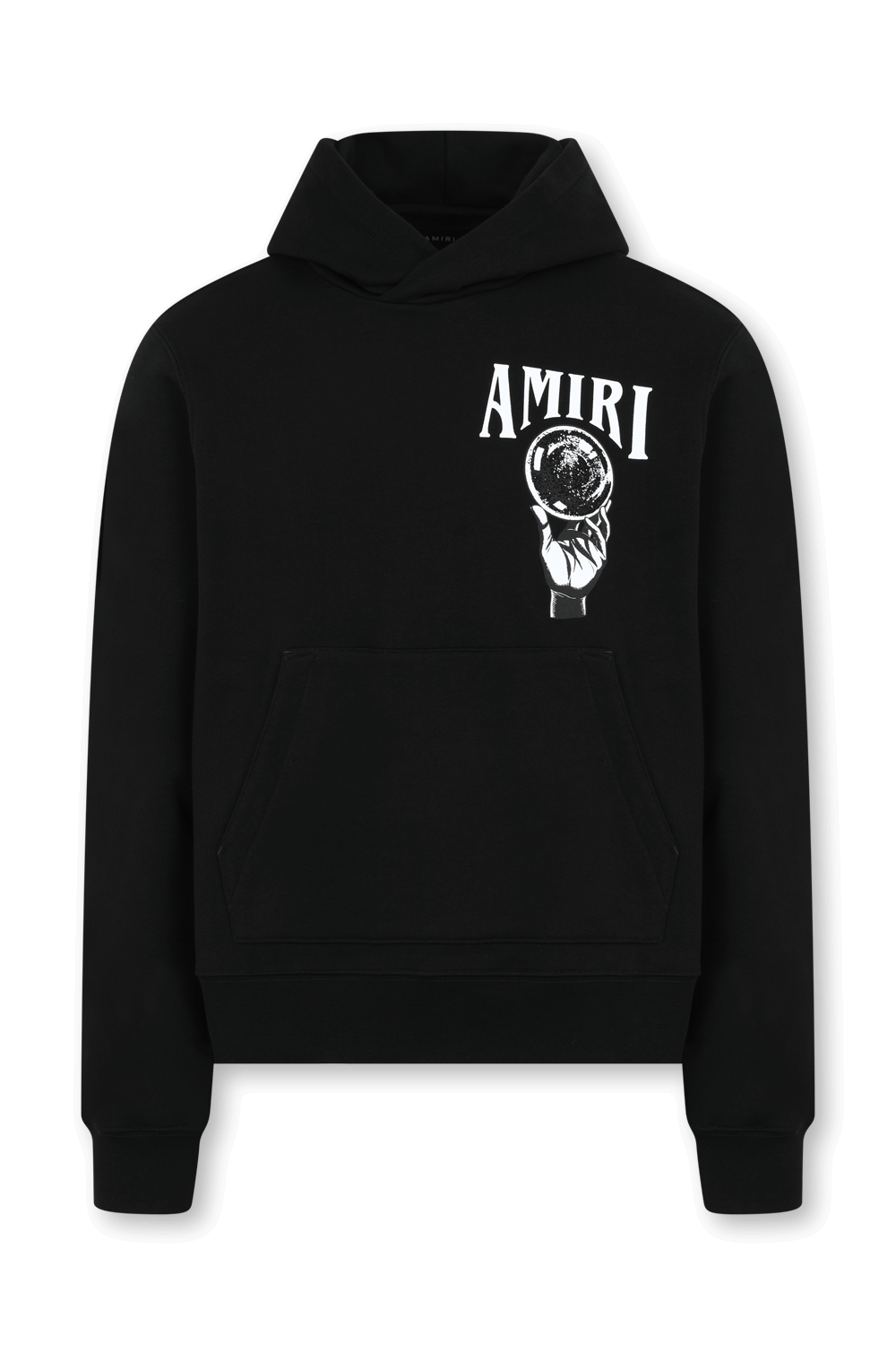 תמונה קידמית של סווטשירט קפוצ'ון מכותנה עם הדפס כדור בדולח