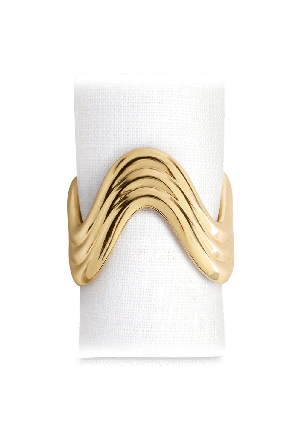 תמונה קידמית של Ripple Napkin Rings - Gold (Set of 4)