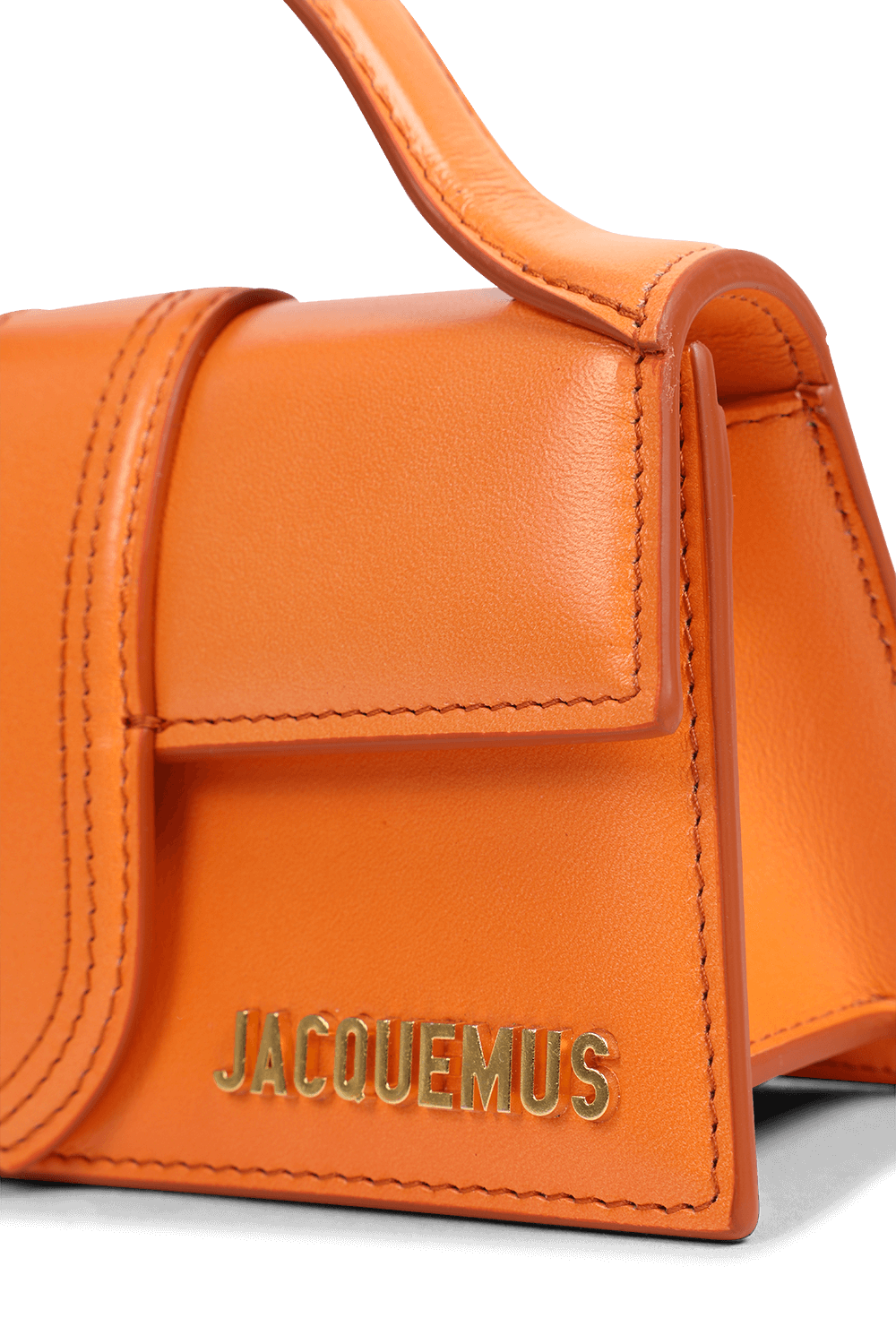 תמונת תקריב של תיק כתף לה במבינו מעור בגוון כתום