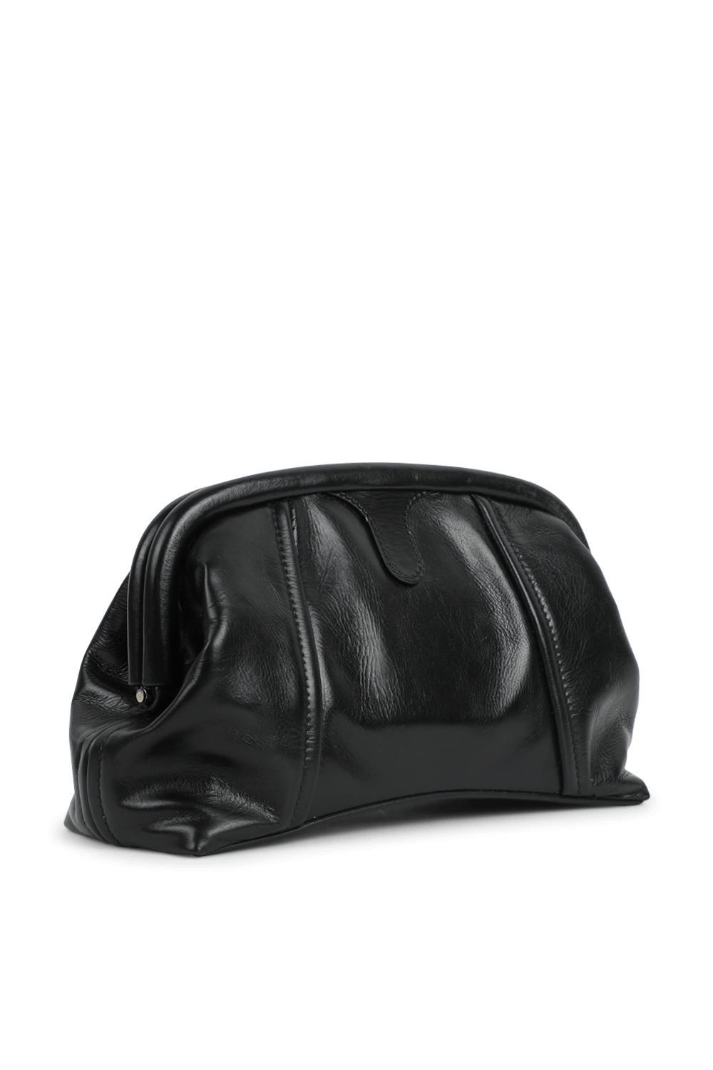 תמונה אחורית של תיק פריים קלאץ' מעור שחור