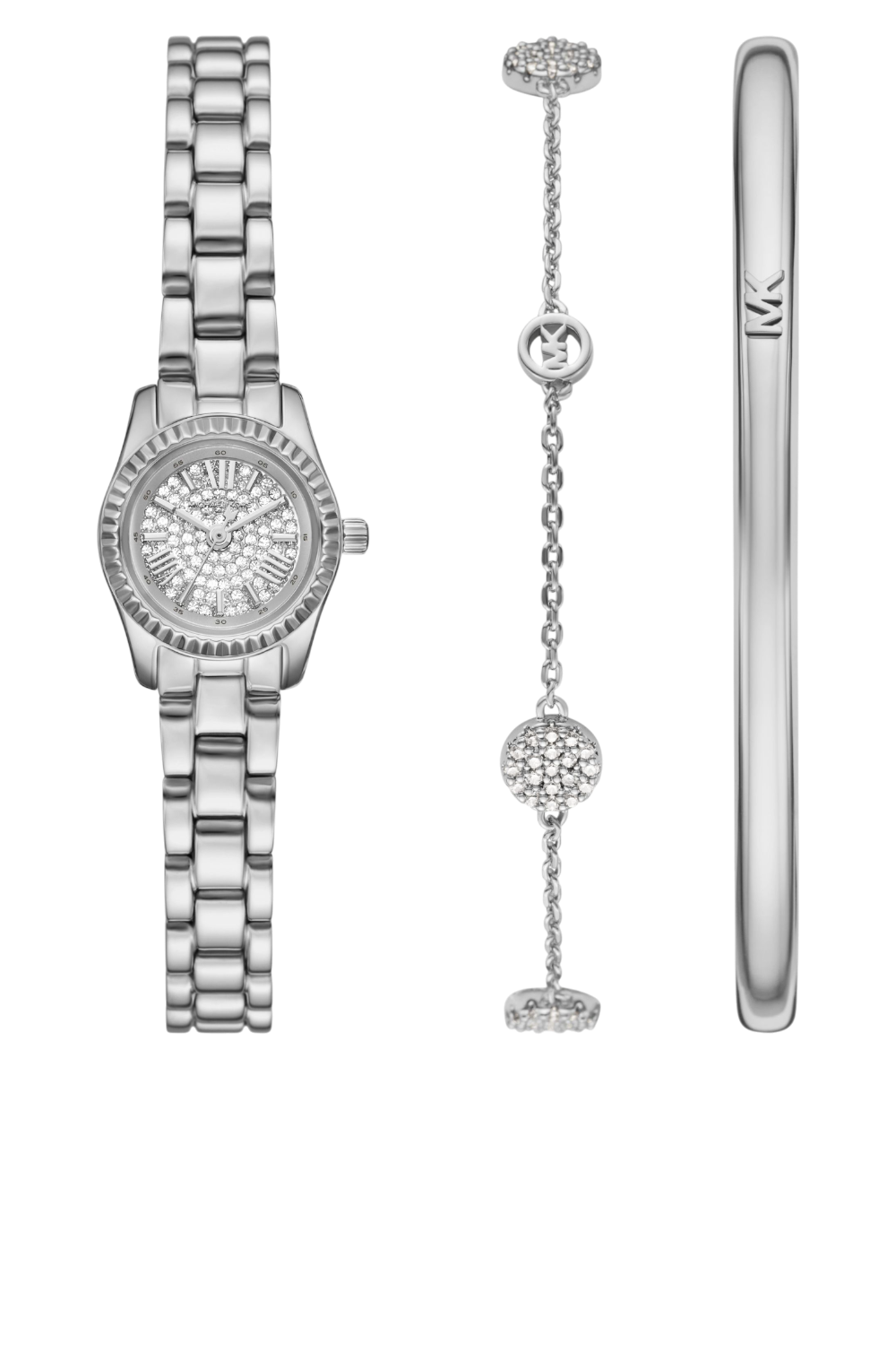 תמונה אחורית של מארז שעון יד ושני צמידים