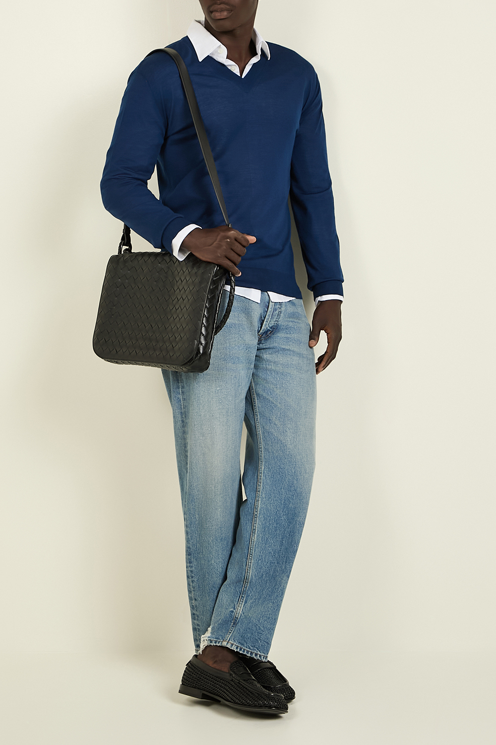 תמונת דוגמן קידמית של נעלי מוקסינים רפיה