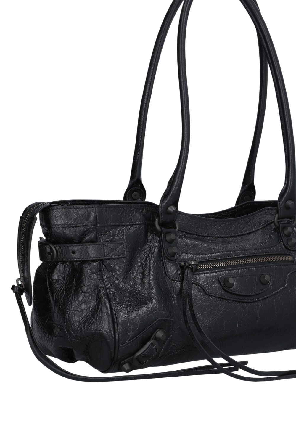 תמונת תקריב של תיק כתף מעור