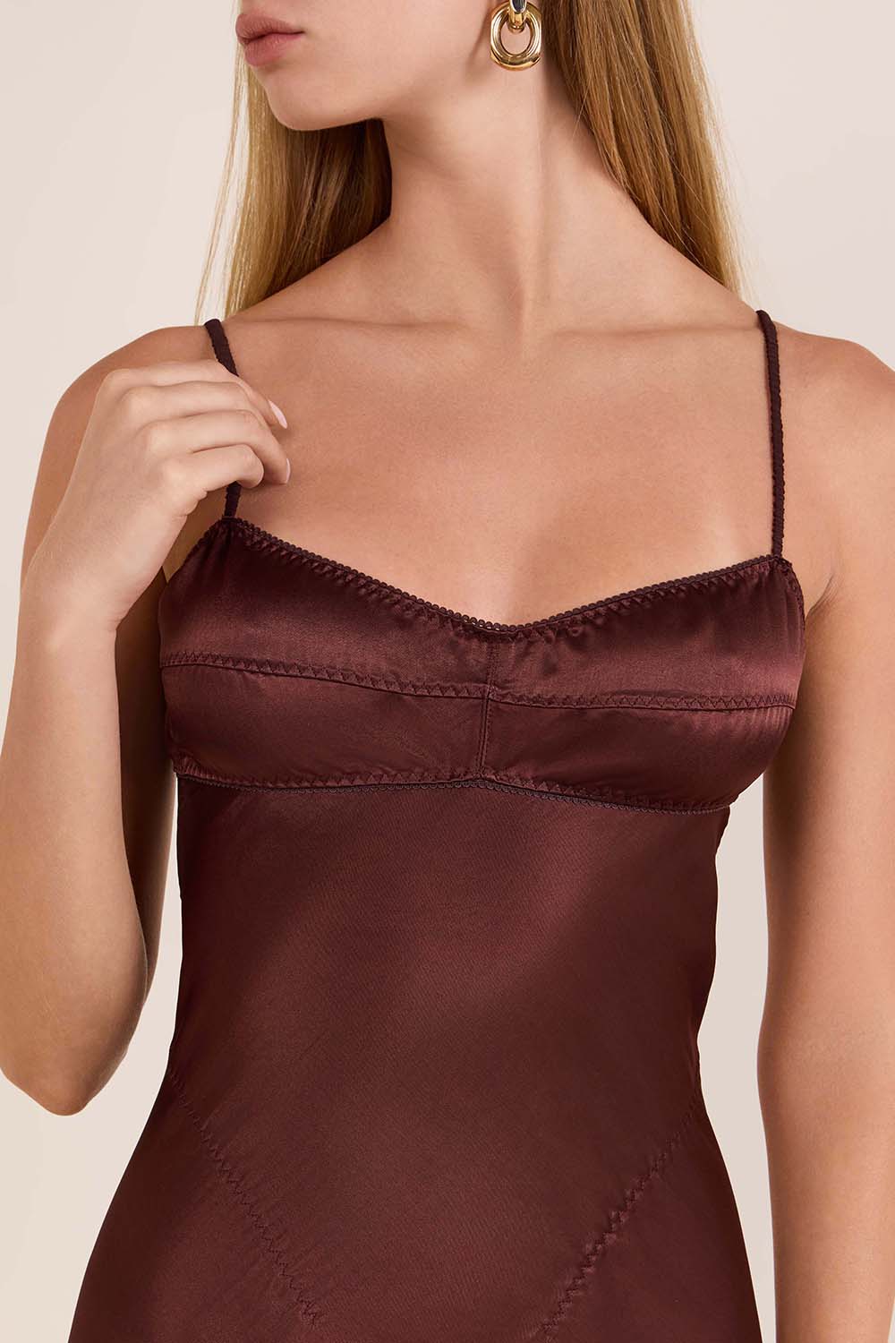 תמונת תקריב דוגמן של שמלת מקסי