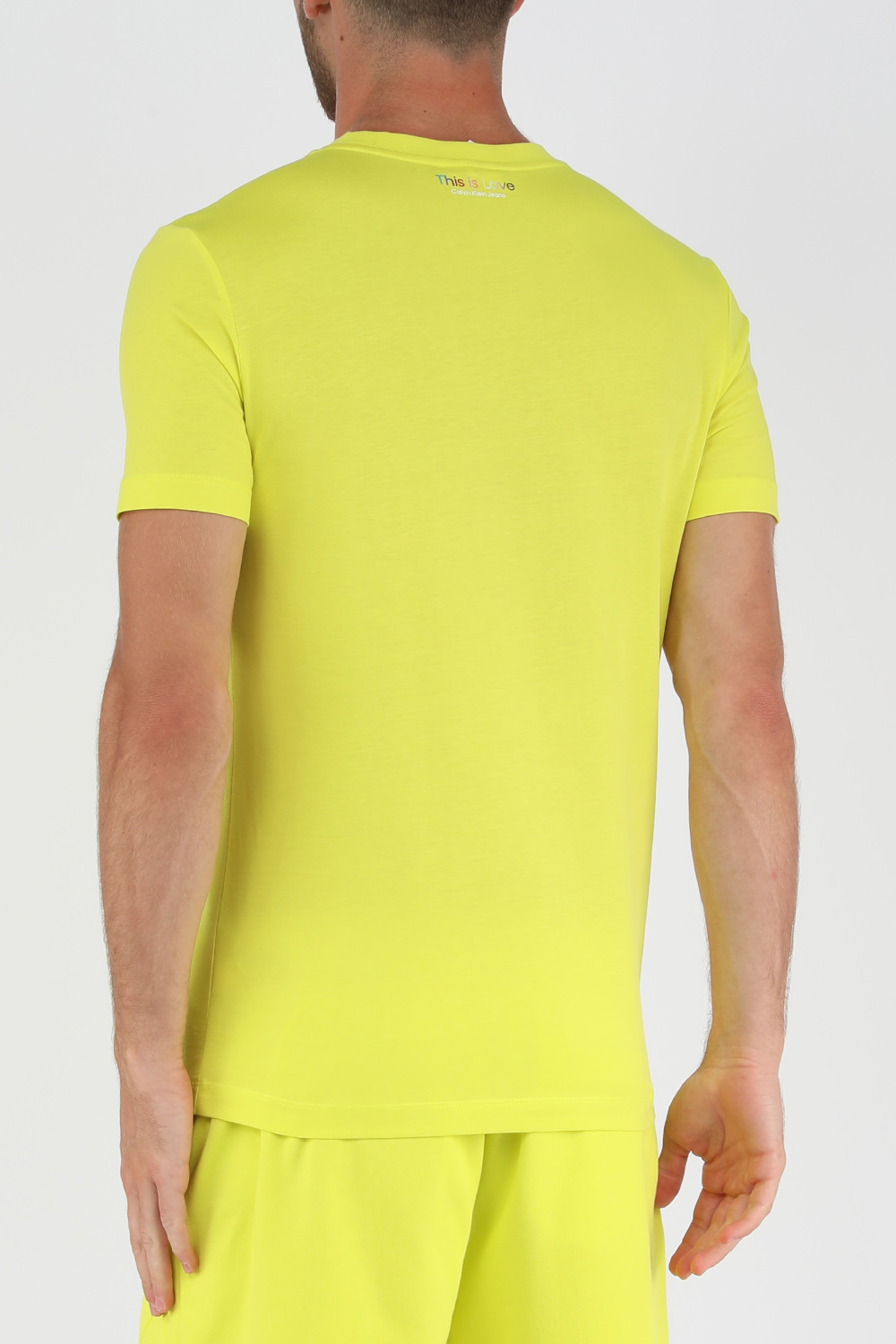 תמונת דוגמן אחורית של חולצת גאווה צהובה