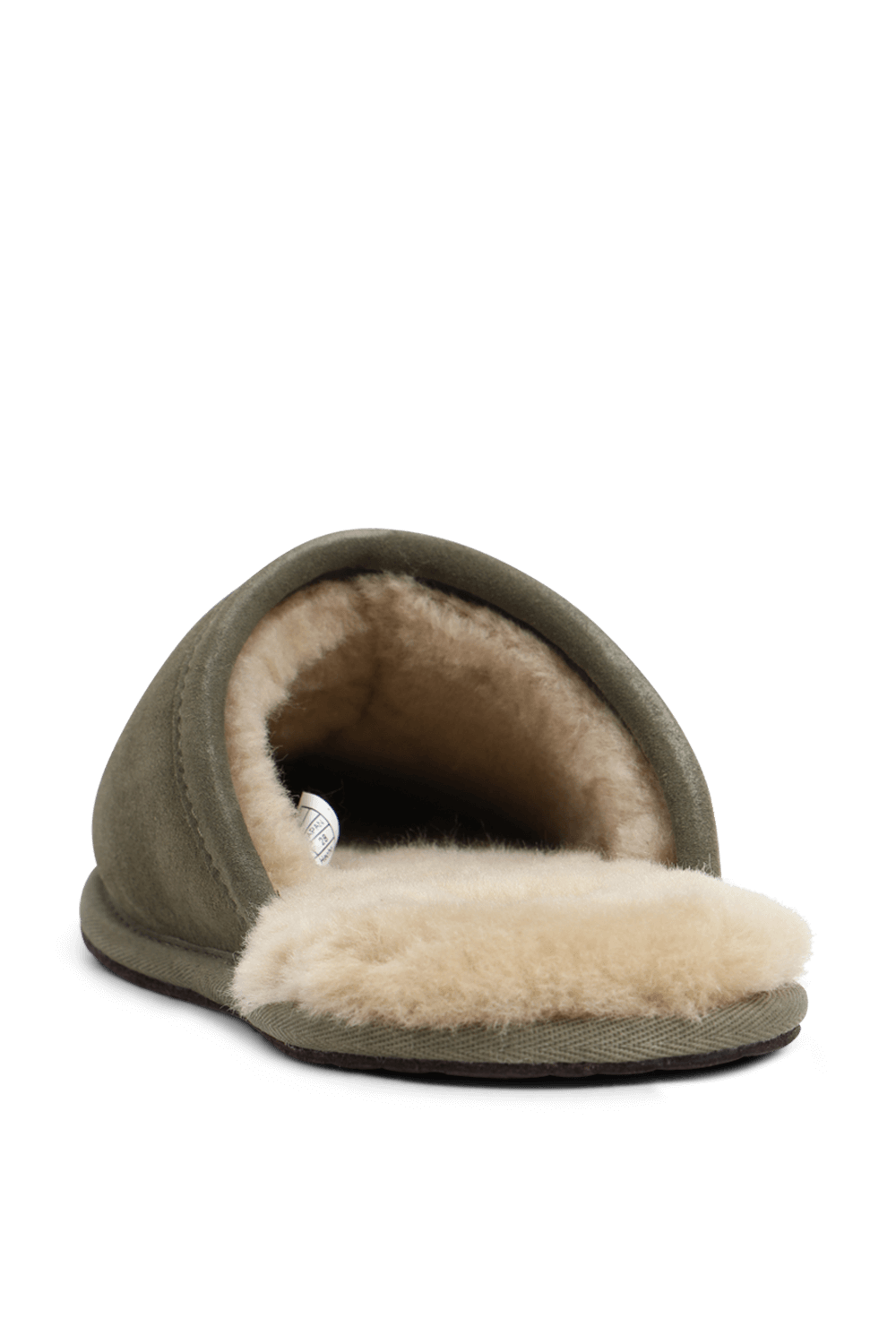 תמונה אחורית של נעלי בית מעור בגוון ירוק