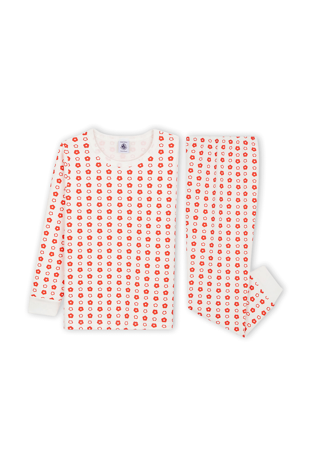 תמונת פנים של גילאי 6-12 סט פיג'מה ארוך בהדפס פרחים