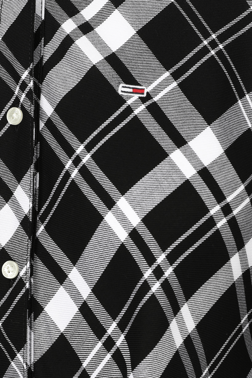 תמונה אחורית של חולצה מכופתרת משובצת עם אלמנט קשירה