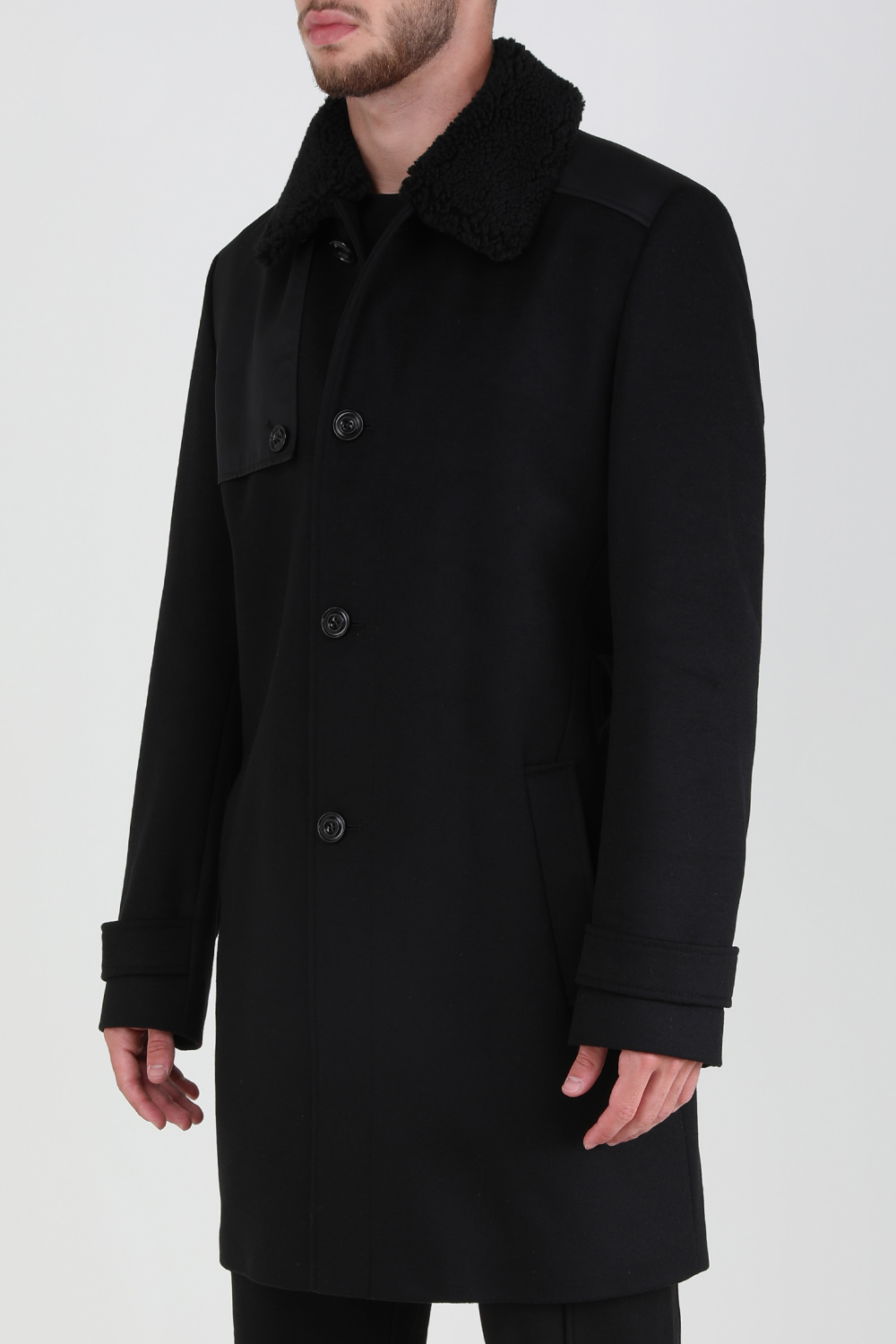 תמונת דוגמן קידמית של מעיל מלטון ארוך מצמר וקשמיר