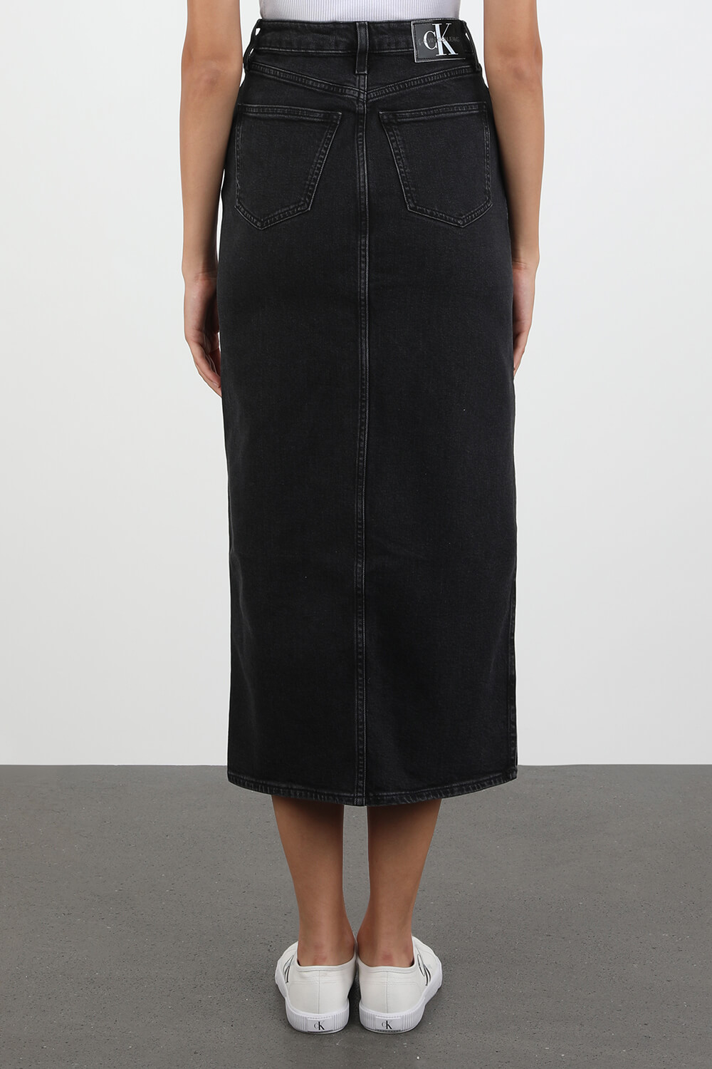 calvin klein black denim skirt