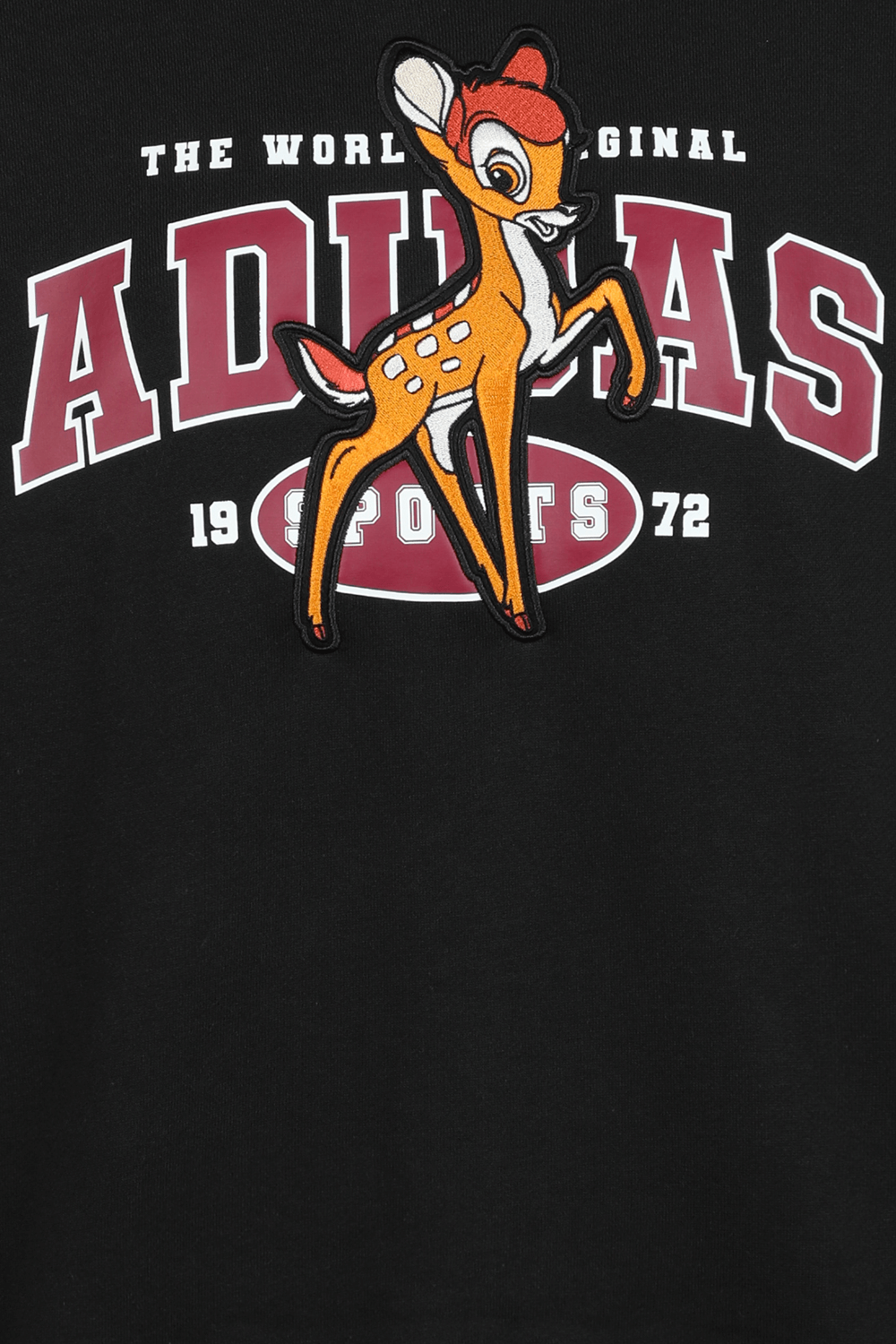 תמונה אחורית של אדידס X דיסני סווטשירט שחור עם דמות במבי רקום