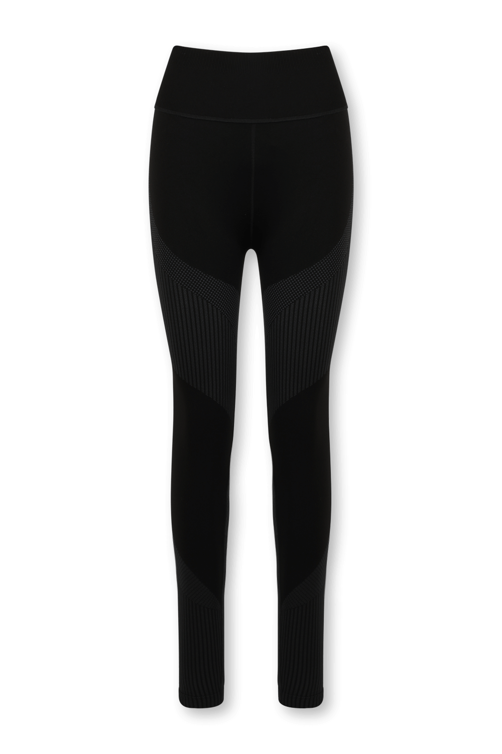 תמונה קידמית של מכנסי טייץ 7/8 עם דיטיילז ריב בצבע שחור