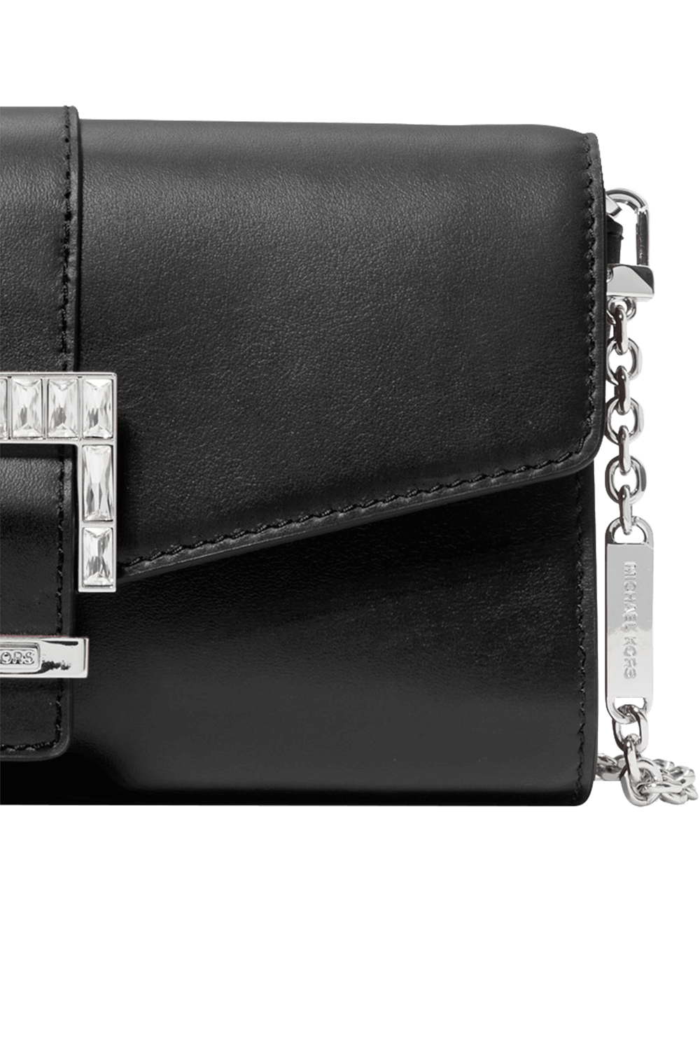 תמונת תקריב של תיק צד מעור שחור