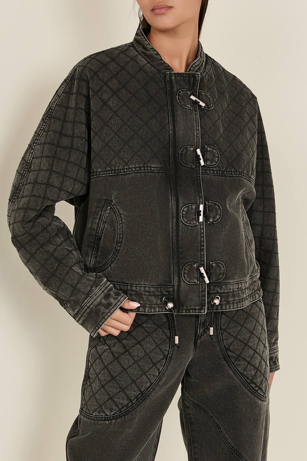 תמונת דוגמן קידמית של ז'קט ג'ינס קווילט