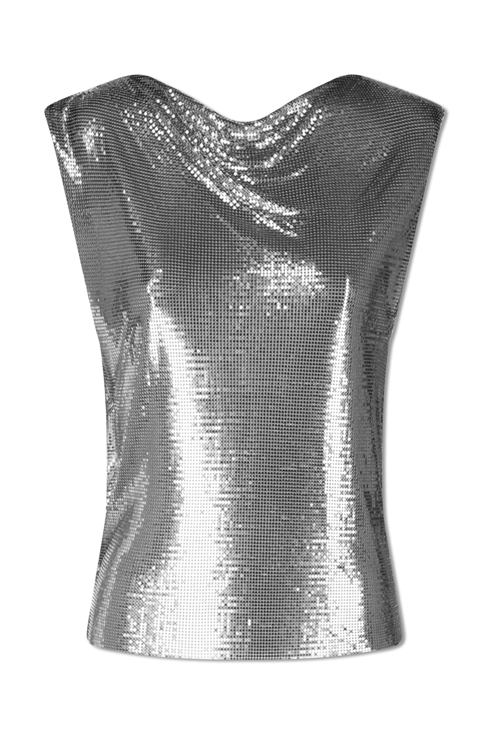 תמונה קידמית של טופ בגוון כסוף נוצץ