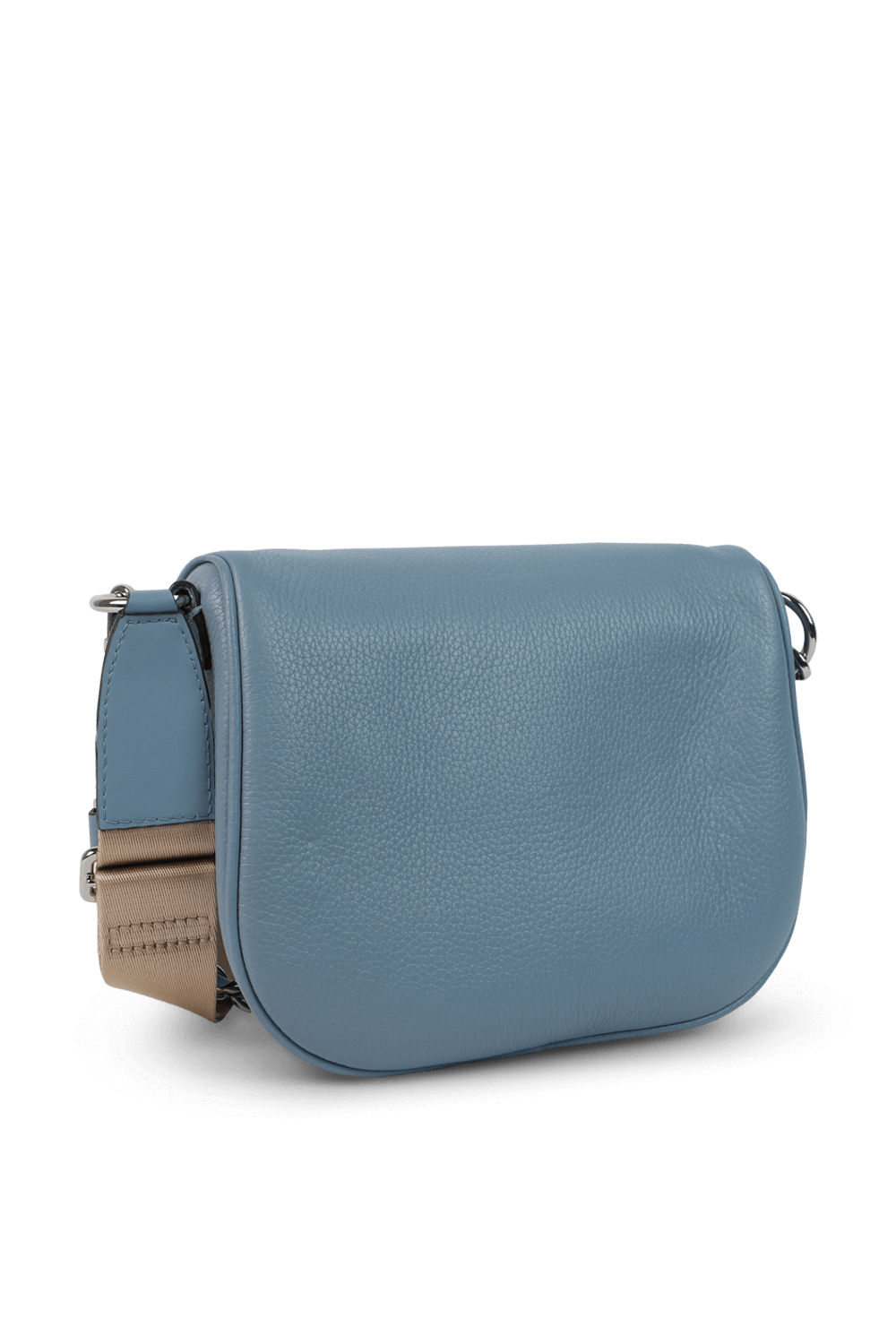 תמונה אחורית של תיק קרוס מעור מגורען עם שרשרת מתכת