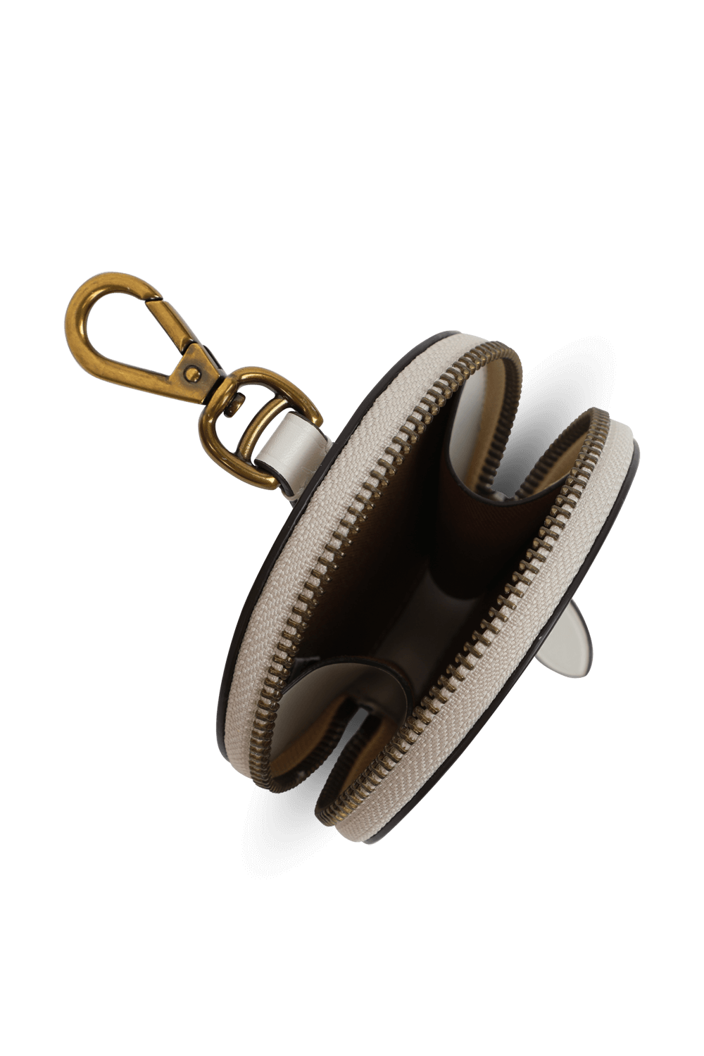 תמונת פנים של ארנק מטבעות עגול מעור בגוון לבן