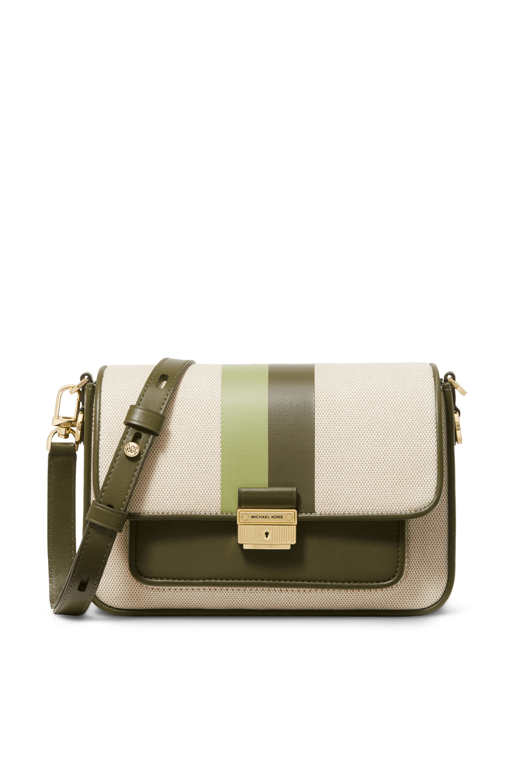 תמונה קידמית של תיק צד מסנג'ר בגווני בז' וירוק