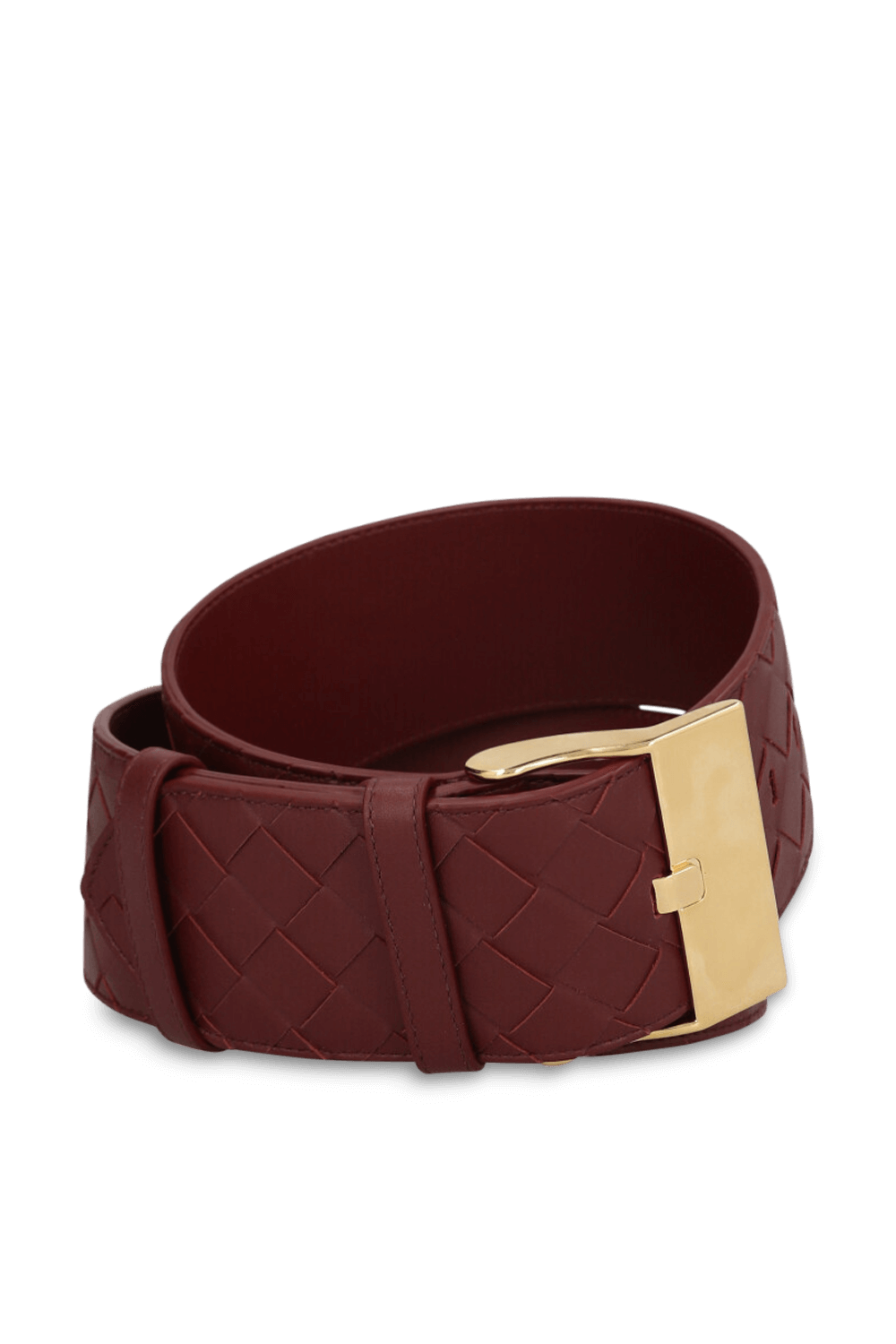 תמונה קידמית של חגורת עור קלועה