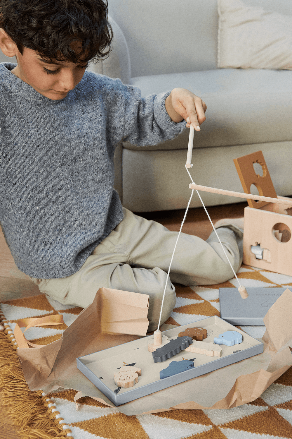 תמונת אווירה של משחק דייג חיות מעץ