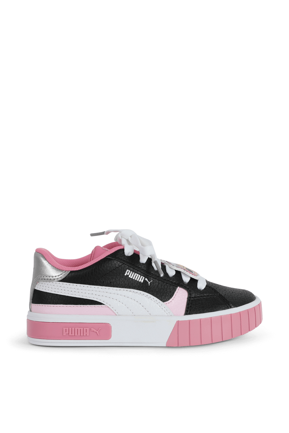 תמונה קידמית של מידות 28-33 L.O.L X PUMA נעלי קאלי בגווני שחור, ורוד ולבן