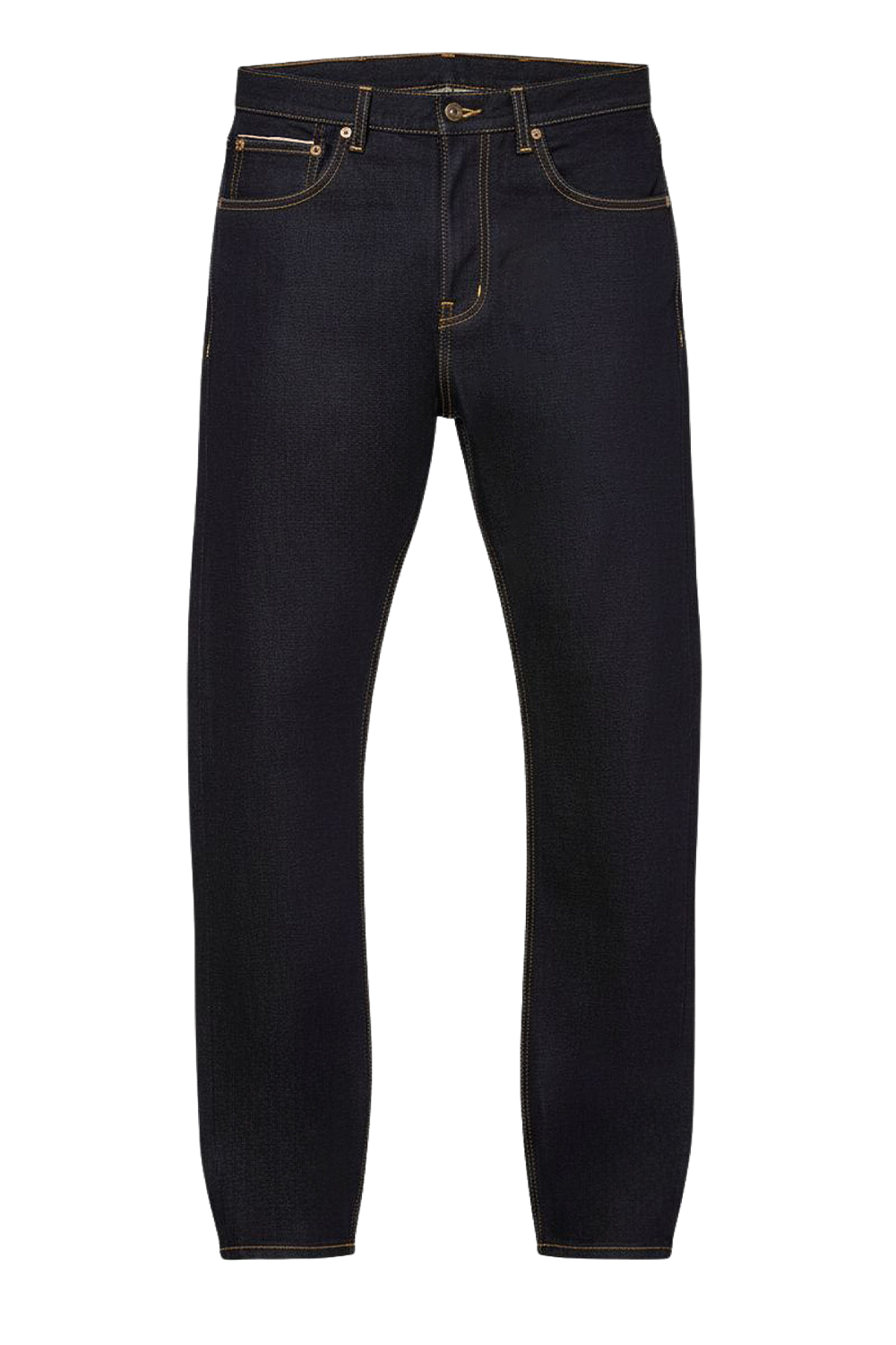 תמונה קידמית של מכנסי ג'ינס משוחררים