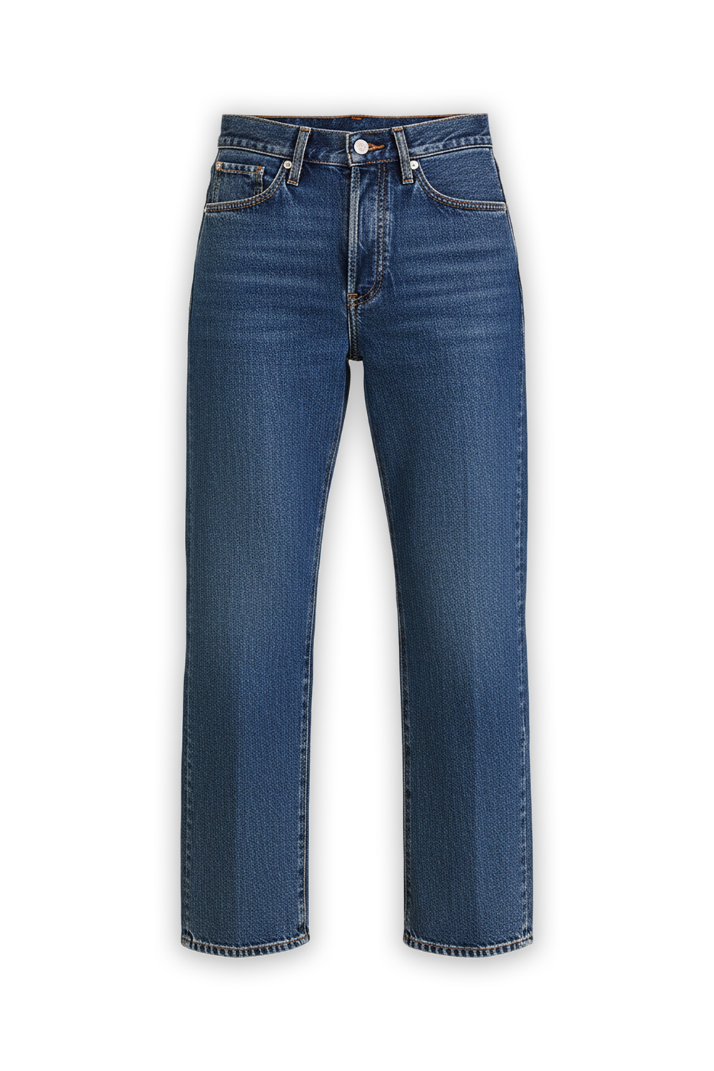 תמונה קידמית של מכנסי ג'ינס בגזרת קרופ