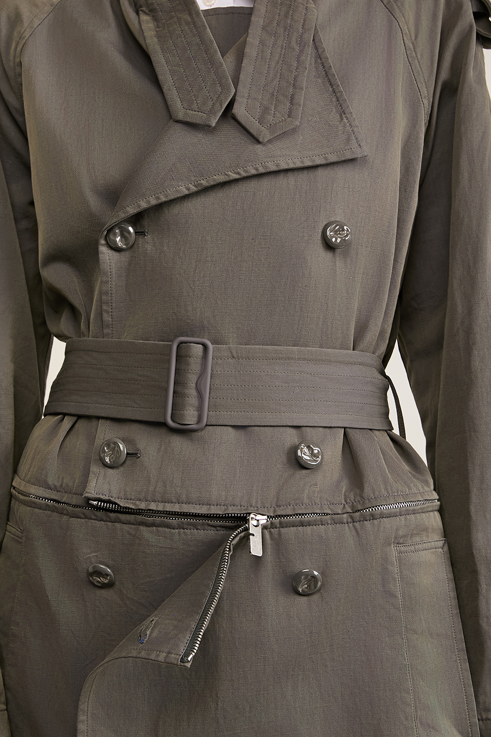 תמונת תקריב דוגמן של מעיל טרנץ'