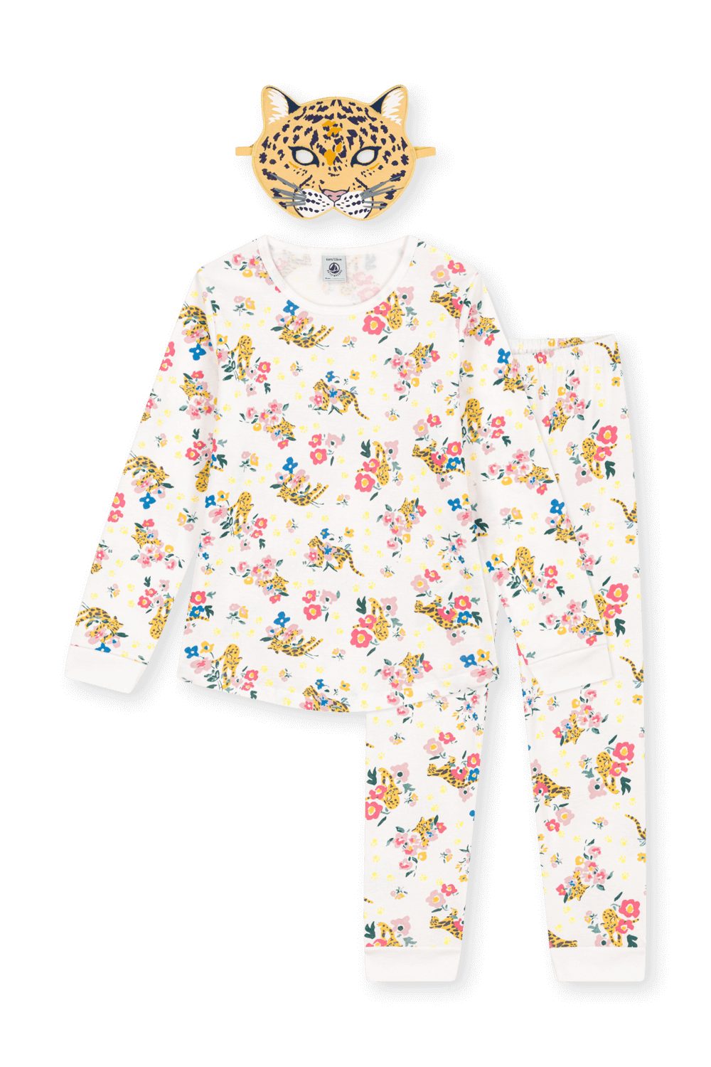 תמונה קידמית של סט פיג`מה ומסכת עיניים זוהרת בחושך - גילאי 3-4 שנים