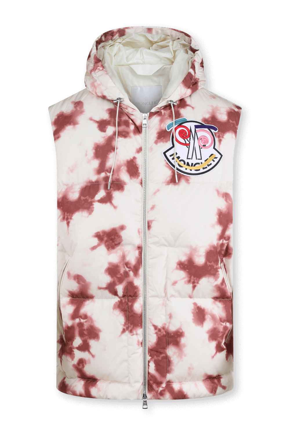 תמונה קידמית של מונקלר 1952 וסט פאפר בהדפס טאי דאי