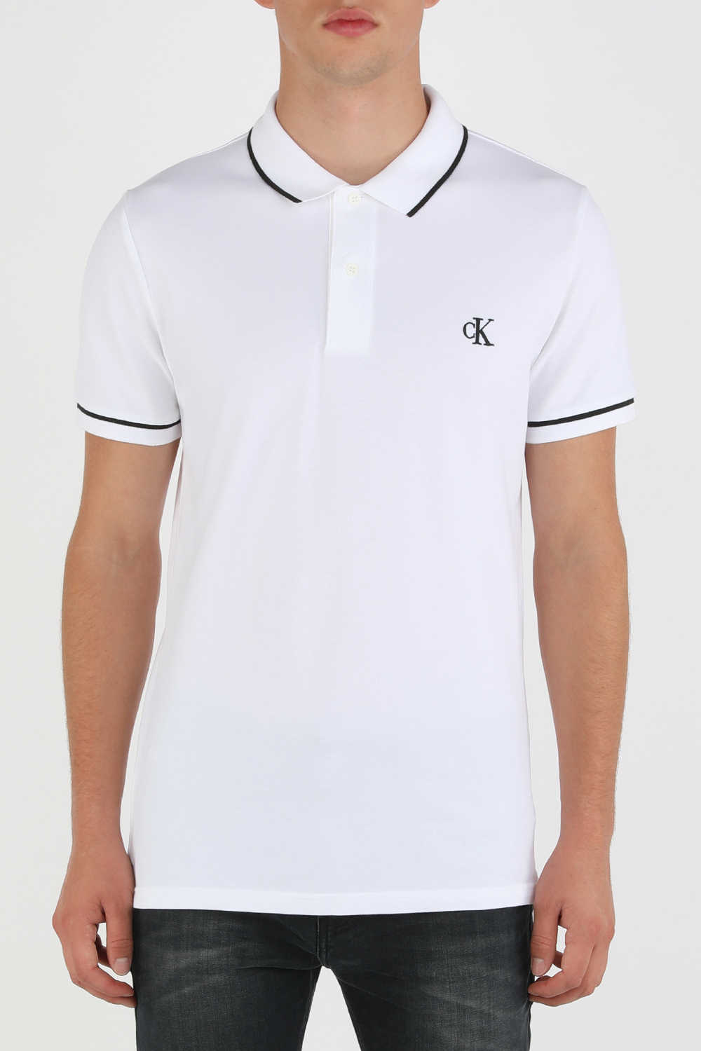 תמונת דוגמן קידמית של Slim Stretch Pique Polo Shirt in White