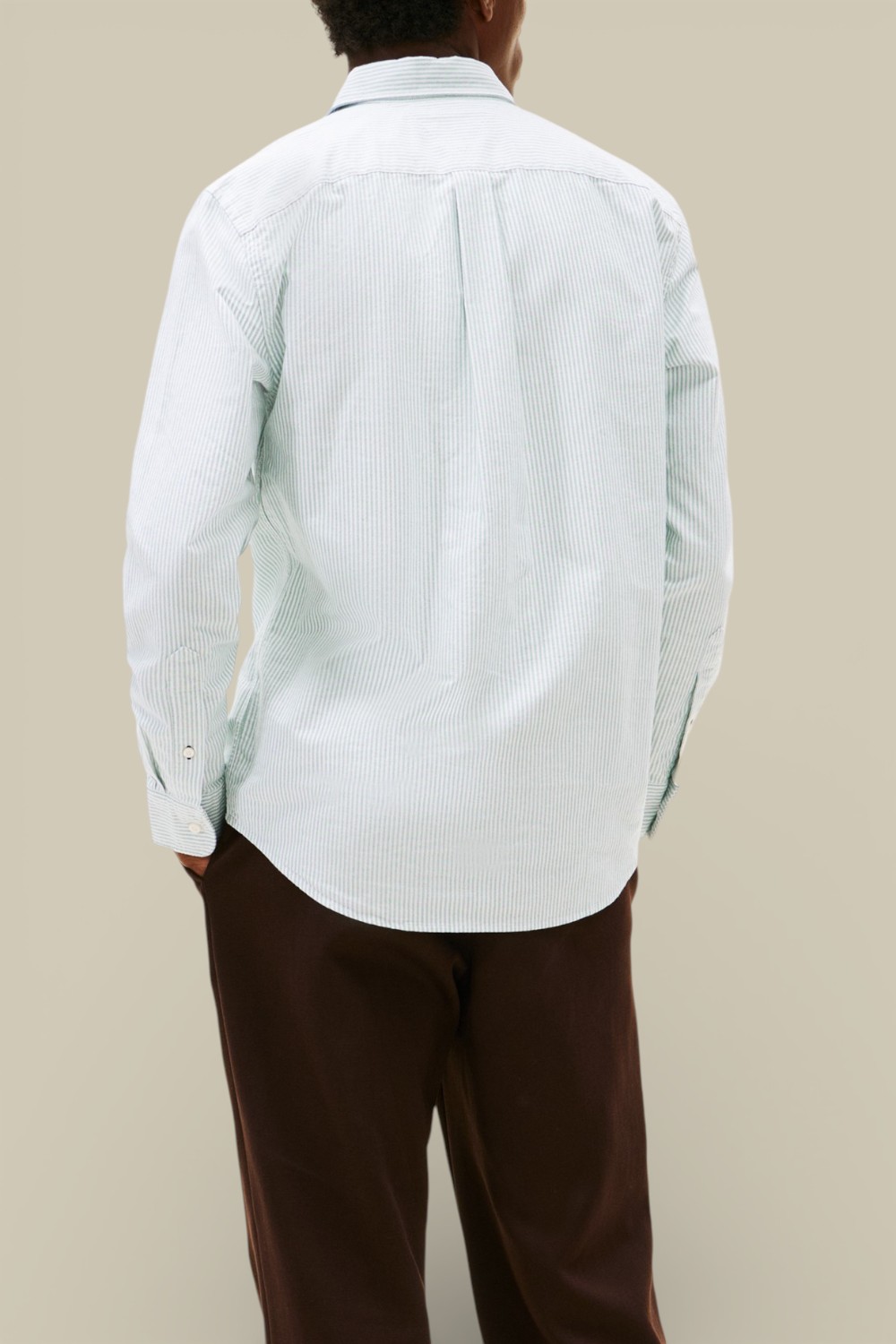 תמונת דוגמן אחורית של חולצת כפתורים אוקספורד