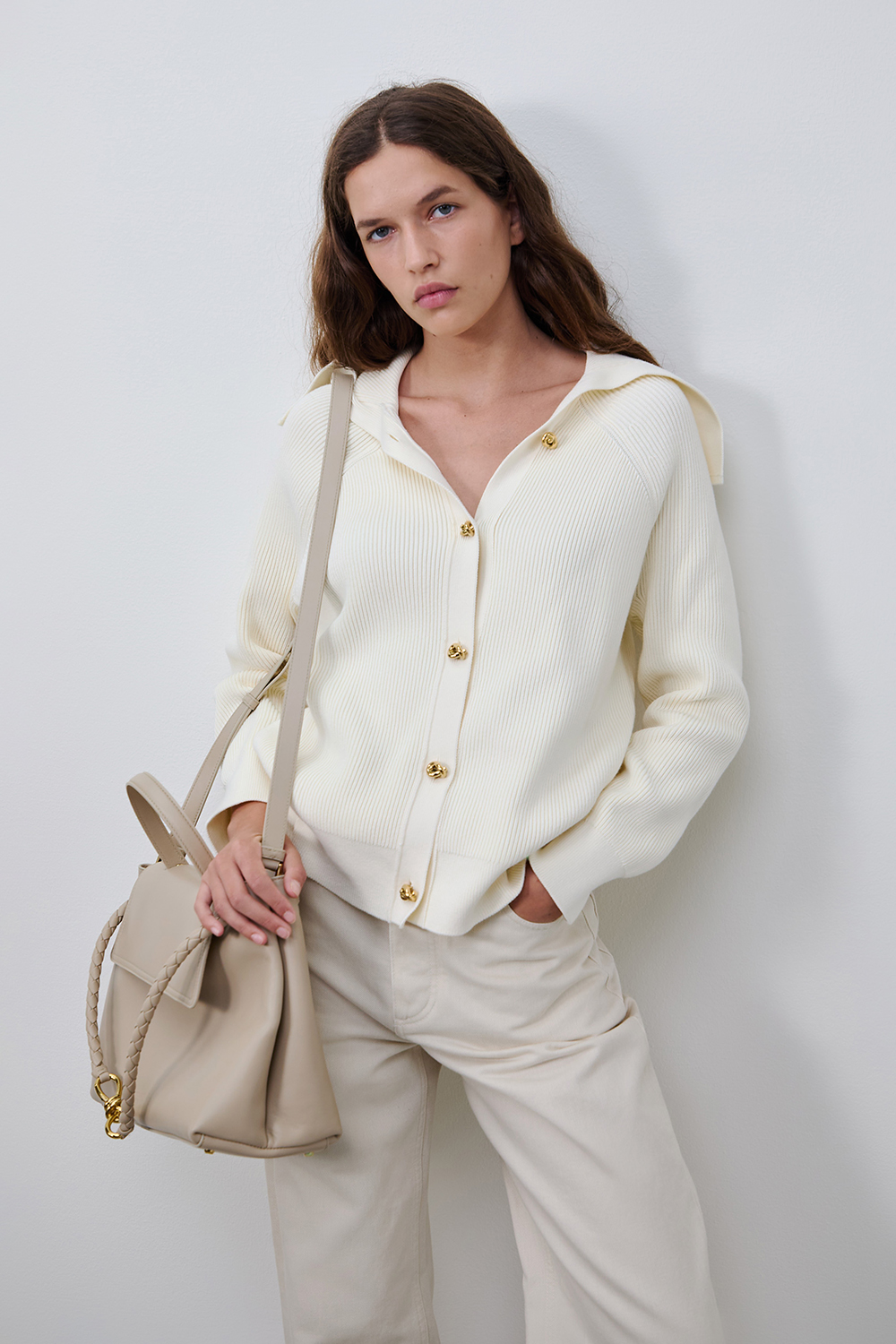 תמונת דוגמן קידמית של קרדיגן כותנה