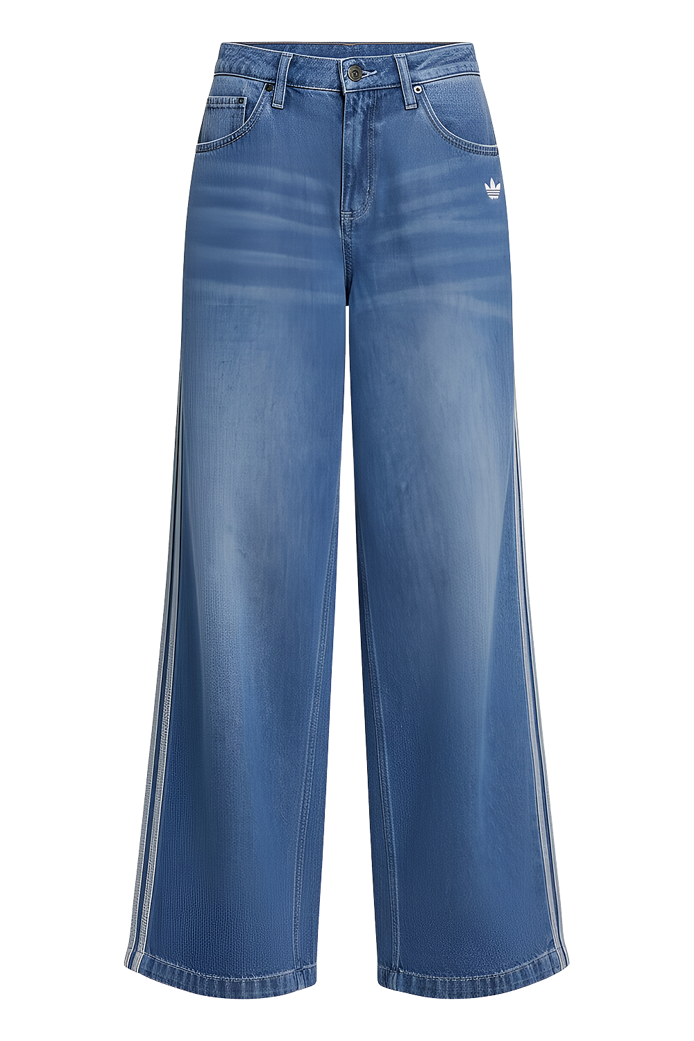 תמונה קידמית של מכנסי ג'ינס בגזרה רחבה