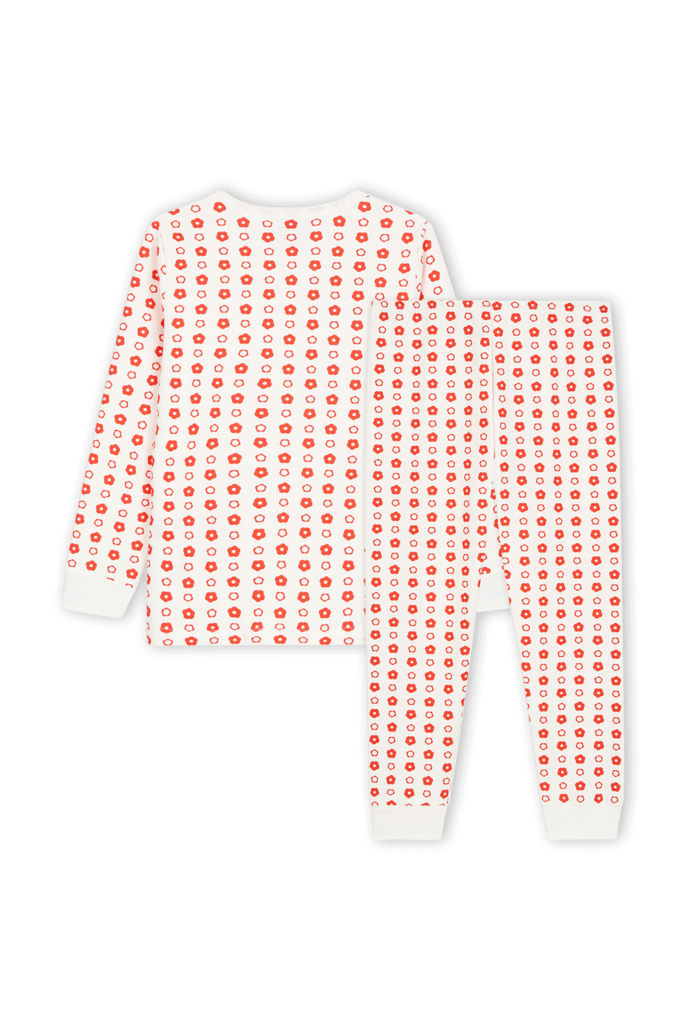 תמונה אחורית של גילאי 6-12 סט פיג'מה ארוך בהדפס פרחים