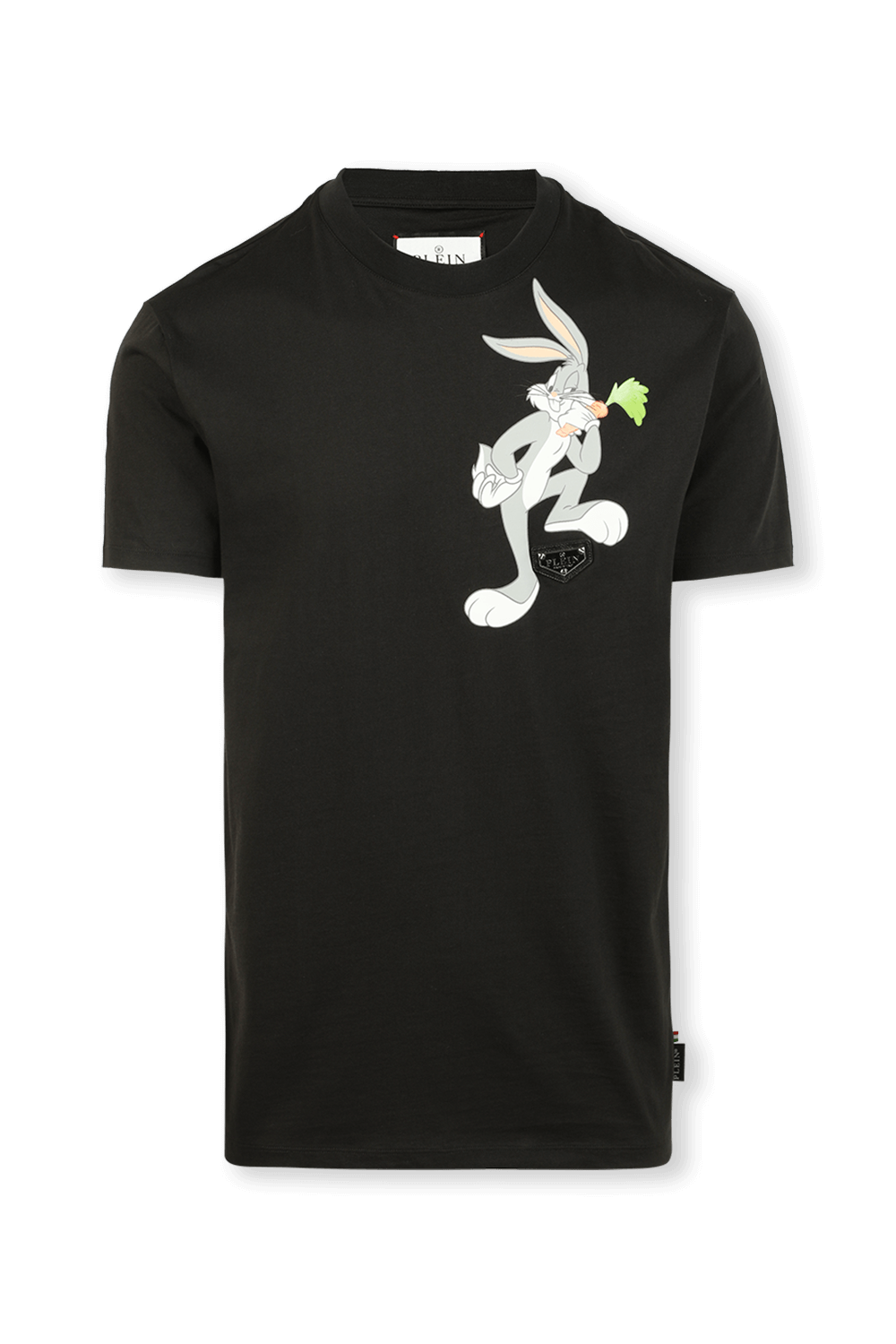 תמונה קידמית של טי שירט עם הדפס באגס באני בגוון שחור