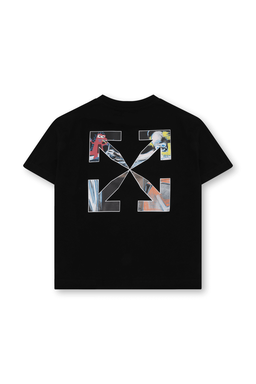 תמונה אחורית של גילאי 8-12 חולצת לוגו עם הדפס חצים בגב